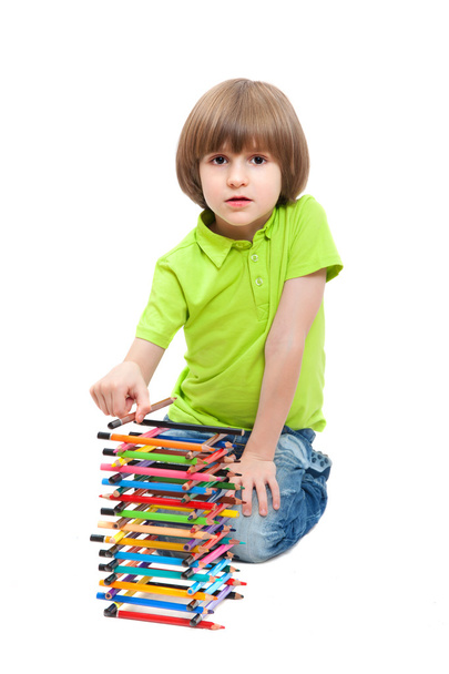 Boy with pencils - Foto, imagen
