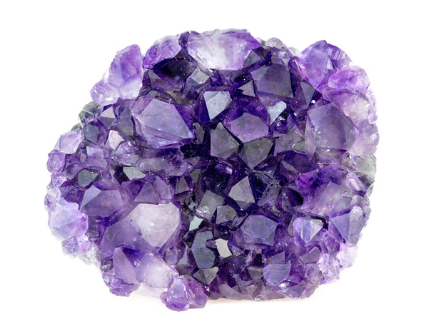 Beautiful natural purple amethyst geode crystals gemstone isolat - Photo, Image
