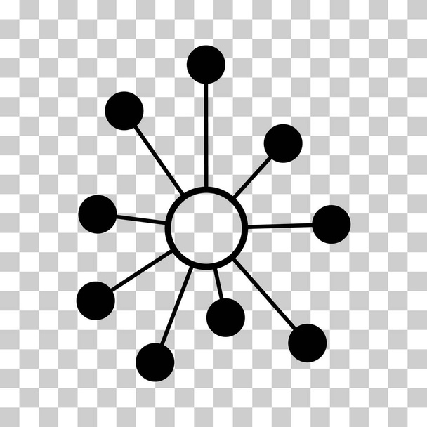 Hub flat network icon, connect structure vector symbol isolated background, technology system . - Vector, afbeelding