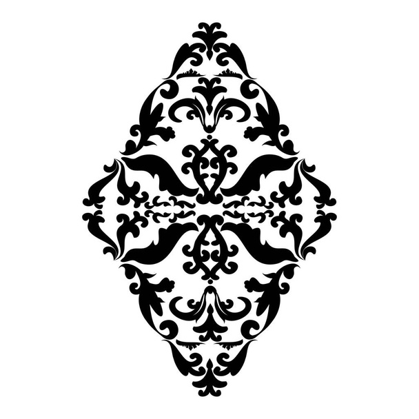 Black and white vintage pattern in Victorian style. Vector illustration for laser cutting, tattoo, marquetry, logo for yoga, icons, lace. - Wektor, obraz