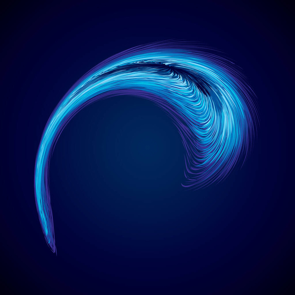 Яскравий холодний блакитний круглий середина форми містичного мистецтва дизайну. Священна дискова сфера магічної душі формується в сучасному стилі творчої технічної лінії. Військово-морський колір акварелі силовий кульовий символ на темному фоні для тексту
 - Вектор, зображення