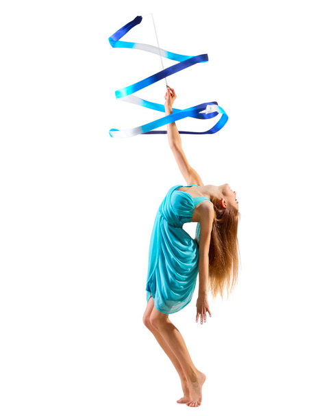 Girl is engaged in art gymnastics - Foto, Imagen