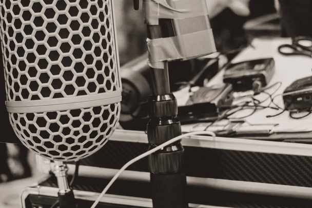 Close up Image of Shotgun mic for Sound Recorder, professional film crew production equipment - Zdjęcie, obraz