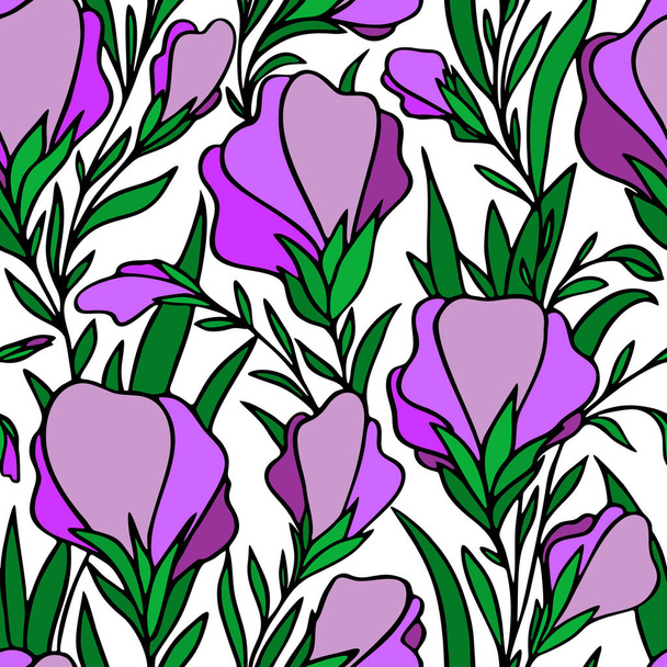 art, seamless pattern of large purple buds on a white background, bright floral texture, design - Φωτογραφία, εικόνα