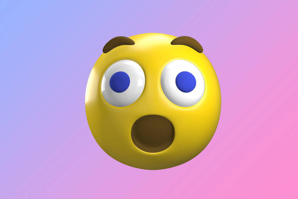 Emoji. Emoticons. 3D rendering of emoji isolated on a gradient background. Space to write. Illustration. 3D illustration. Isolated background. Ready for your mockup design template. Animated cartoon. - Fotografie, Obrázek