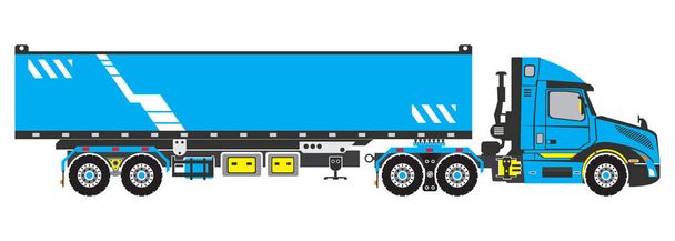 Semi Truck with Enclosed Trailer or Container Truck vector - Vettoriali, immagini