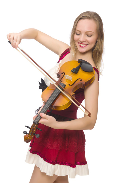Nuori viulisti eristetty valkoinen - Valokuva, kuva