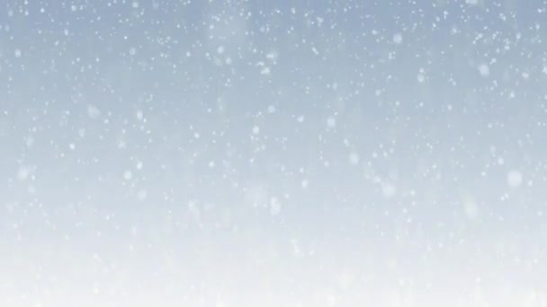 Looping animated Christmas background of falling snow on light blue background - Imágenes, Vídeo