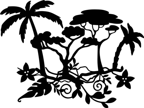 Jungle Vector Clip Art, Black and White - ベクター画像