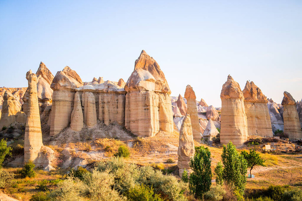 Love valley view with rock formations and fairy chimneys in Cappadocia Turkey - Fotografie, Obrázek