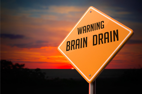 Brain Drain on Warning Road Sign. - Photo, Image