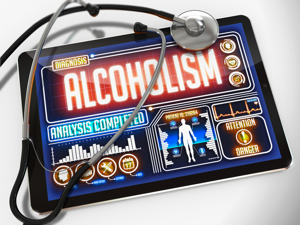 Alcoholisme op het Display van medische Tablet. - Foto, afbeelding