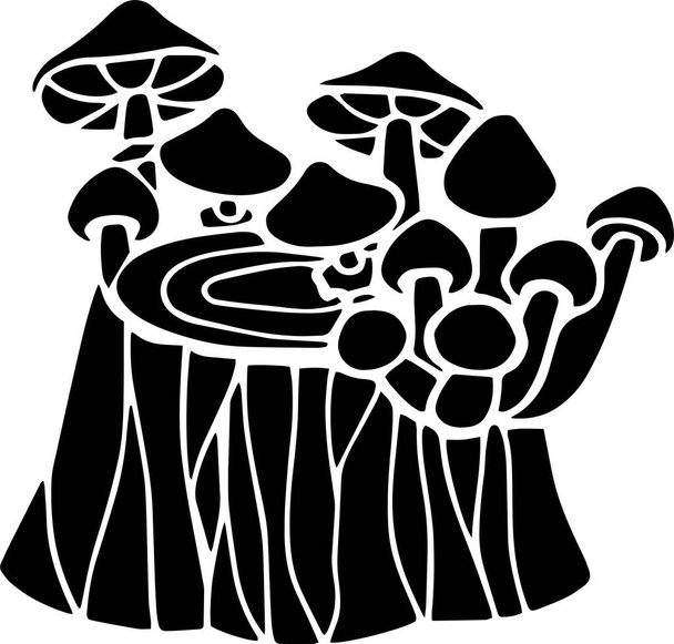 Mushrooms Vector, Stencil, black and white - Vektor, obrázek