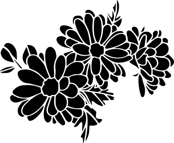Aster Vector, Stencil, black and white - ベクター画像
