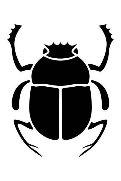 Scarab symbol, amulet and seal in ancient Egypt. God Ra is seen to roll the sun across the sky each day, transforming bodies and souls. The dung beetles reflect this cycle by rolling dung into a ball. - Vektor, Bild