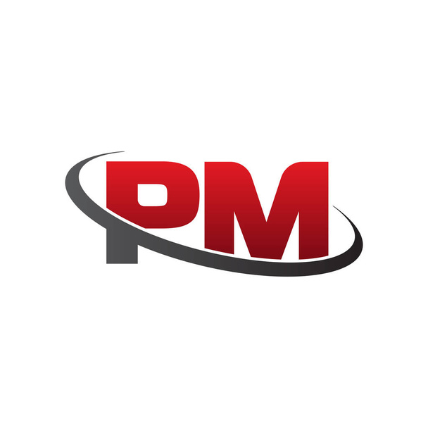 Початкові літери ПМ, логотип обертового кільця, червоний сірий чорний, векторні елементи шаблону для бізнесу, компанії, творчої індустрії
 - Вектор, зображення