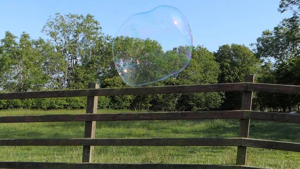 Burbuja de jabón gigante con una varita de burbuja - Foto, imagen