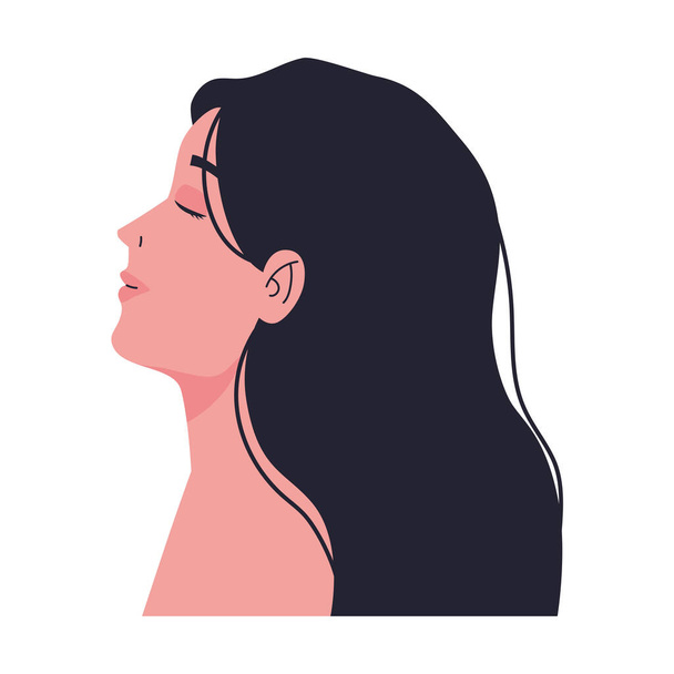 woman profile avatar character icon - ベクター画像