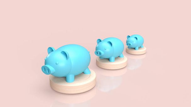 blue piggy bank   for business concept 3d rendering - Photo, Image