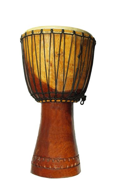 African djembe isolated on white background - 写真・画像