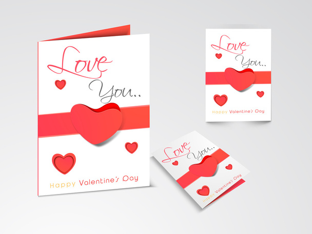Beautiful greeting cards or love cards for Valentine's Day celebration. - Vector, Imagen
