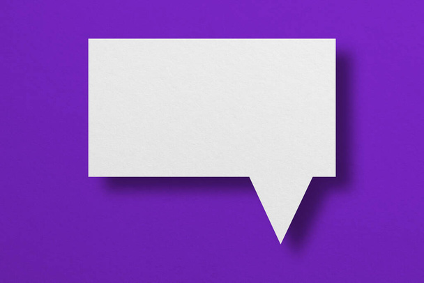 white paper with speech bubbles isolated on purple background communication bubbles design - Foto, afbeelding