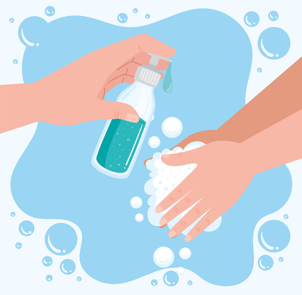 hands human washing poster scene - Vector, afbeelding