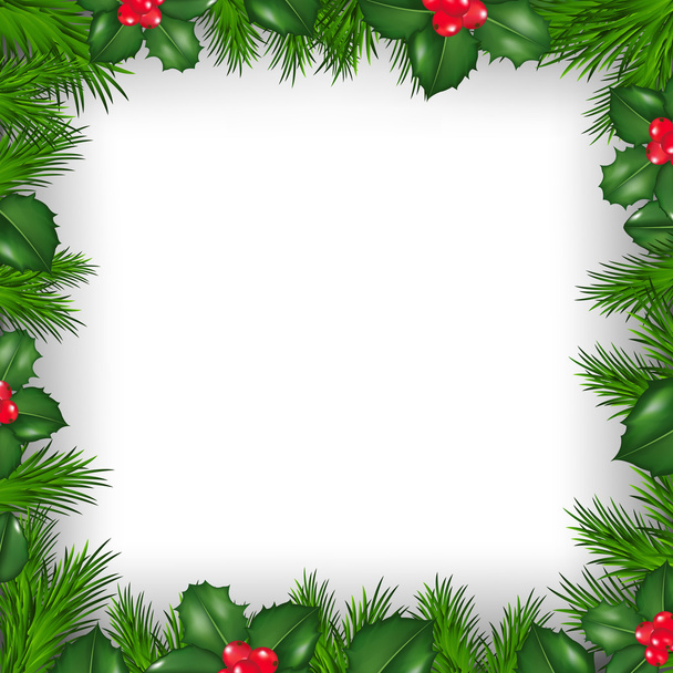 Christmas Border From Holly Berry - Vector, Image