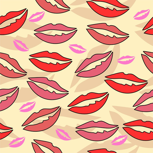 Lips seamless background - Stock illustration - Vector, Image