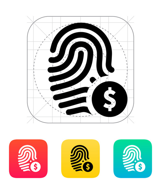 Fingerprint with USD currency symbol and money label icon. - Vector, Image