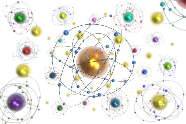 Абстрактне зображення. Простір, атоми, планети, молекули, електрони на білому тлі
 - Фото, зображення