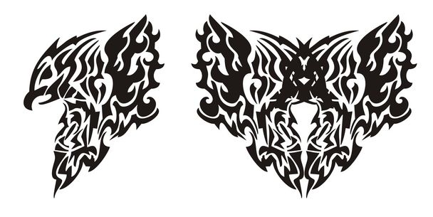 Племенные символы орла и сердца
 - Вектор,изображение