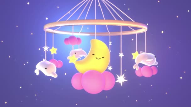 Looped cartoon baby crib toy animation - 映像、動画