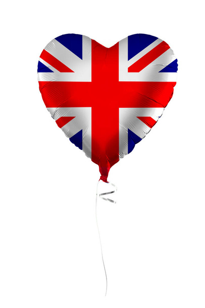 UK concept. Balloon with Great Britain flag isolated on white background. Education, charity, emigration, travel and learning English language - Foto, afbeelding