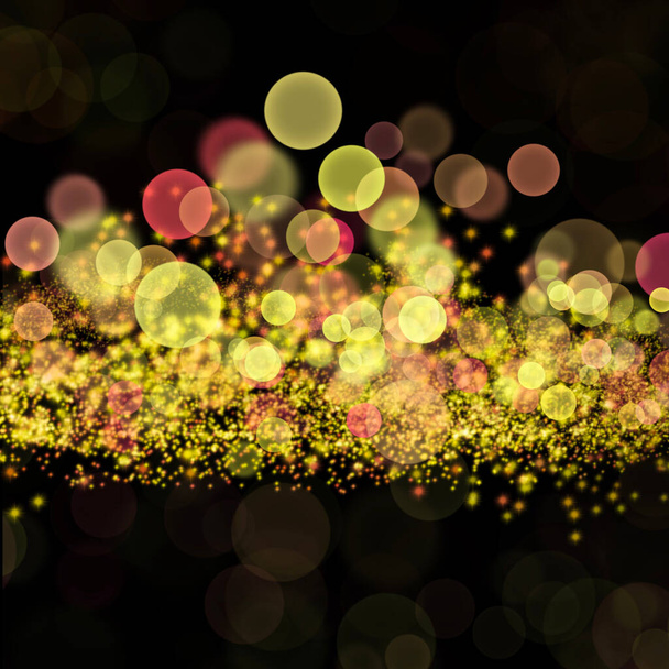 Abstract bokeh light with low light background illustration. Colorful background with defocused lights.Magic concept. Christmas concept. - Fotoğraf, Görsel