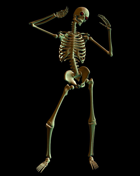 Стоячи скелет з Spooky зеленого освітлення - Фото, зображення