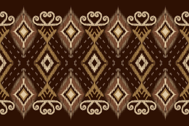 African Ikat paisley seamless pattern on brown background.geometric ethnic oriental pattern al.Aztec style al.vector illustration.design for texture, ethnic, clothing, wrapping. - Вектор,изображение