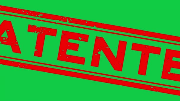 Grunge rood gepatenteerd woord vierkante rubber zegel zegel zoom op groene achtergrond - Video