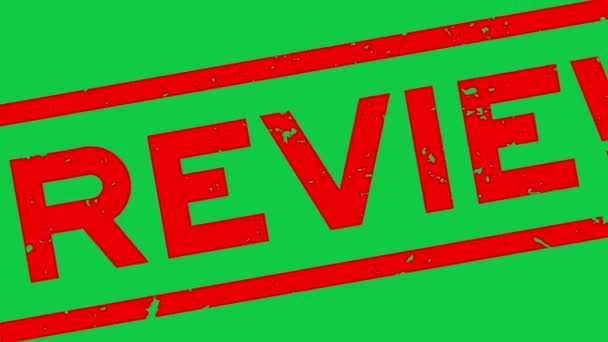 Grunge rojo vista previa palabra cuadrado sello de goma sello zoom sobre fondo verde - Metraje, vídeo