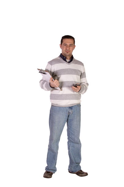 Casual Businessman With a Clipboard - Фото, изображение