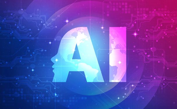 AI Artificial intelligence abstract, Digital technology pink blue background, abstract tech big data analysis, deep learning machine learning, internet network innovation future, illustration vector - Vetor, Imagem