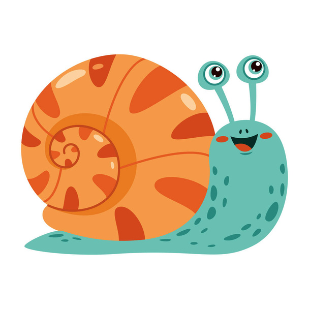 Cartoon Illustration Of A Snail - Vetor, Imagem