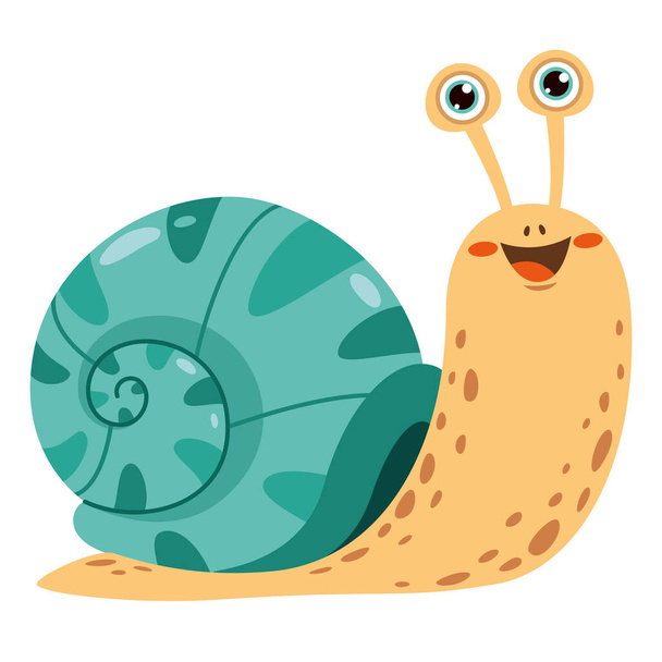 Cartoon Illustration Of A Snail - Wektor, obraz