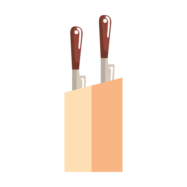 kitchen knifes utensils cutleries icon - Vetor, Imagem