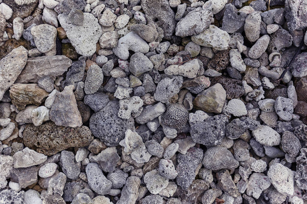 Magnífica textura de muy alta resolución de algunas rocas milenarias porosas y minerales presentes en la playa de Xpu-Ha en México. - Foto, imagen