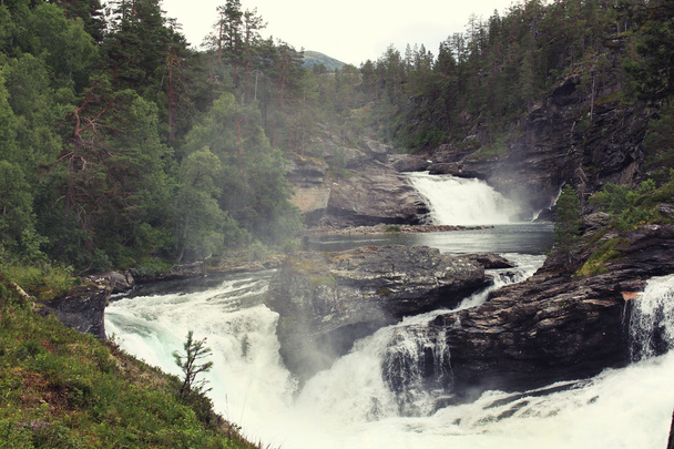 Waterfalls in the Norwegian forest. - Photo, image
