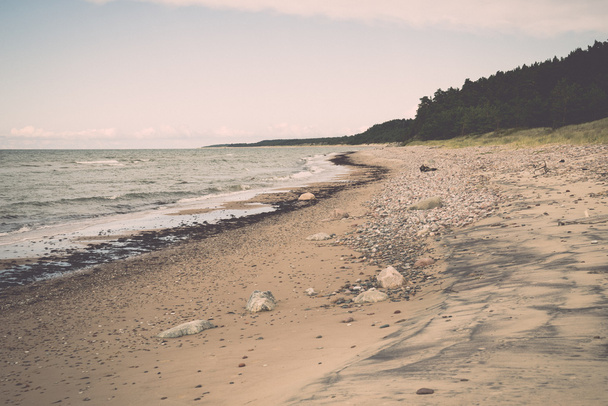 Baltık Denizi - kayalık plaj retro, vintage - Fotoğraf, Görsel