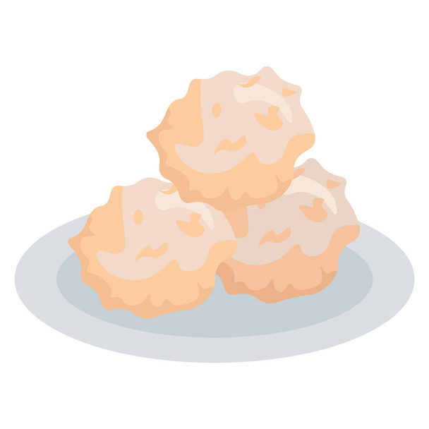Macaroon traditional cookies with coconut flakes vector illustration - Vektor, obrázek