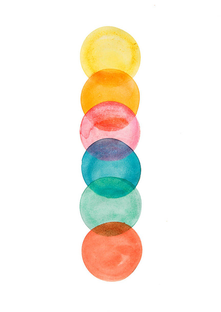 Abstract background, colored circles, overlapping, drawing, watercolor paint, on a white background, - Foto, Imagen