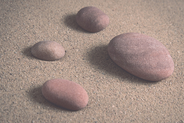 Zen kert homok hullámok és a szikla szobrok - retro, vintage - Fotó, kép